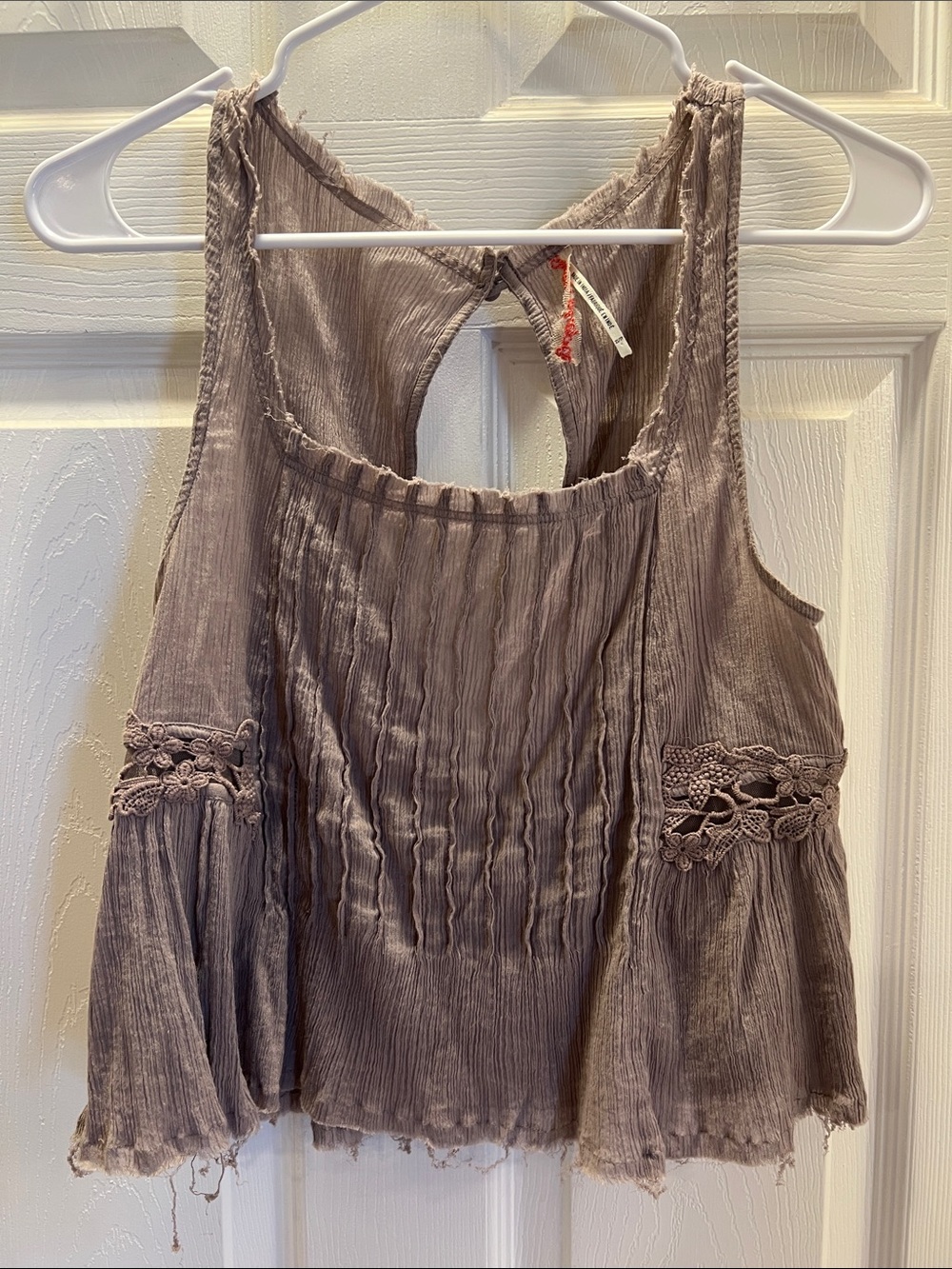 Free People Mauve Crochet-Trim Sleeveless Tank